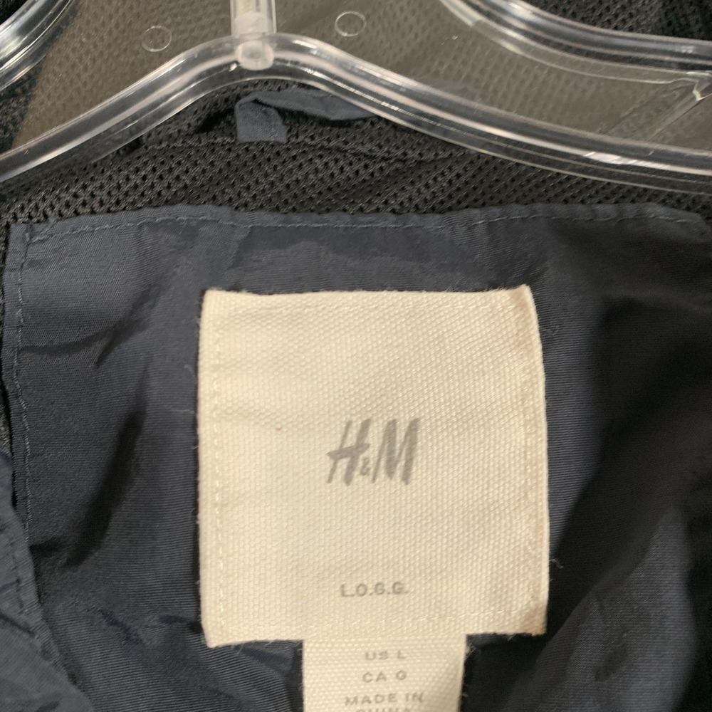 H&M L.O.G.G. Jacket Mens Large Blue Hooded Windbreaker Water Repellent Windproof - Picture 5 of 12